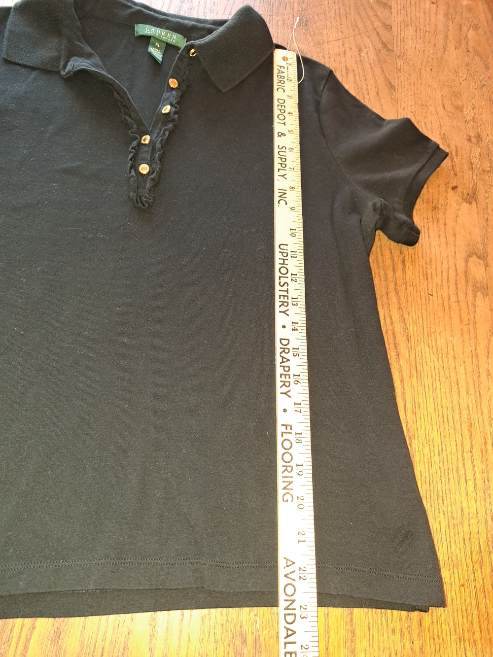 Ralph Lauren Black Short-Sleeve Ruffle Polo